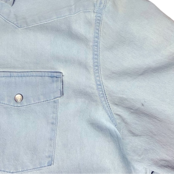 Poncho Outdoors Marfa Denim Western Equestrian Pearl Snap Up Slim Fit Shirt XXL - Picture 14 of 14